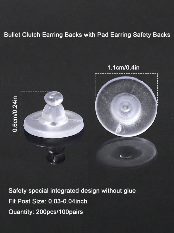 100 Pairs Silicone Earring Backs with Pad – Secure Hold for Heavy Drop Earrings