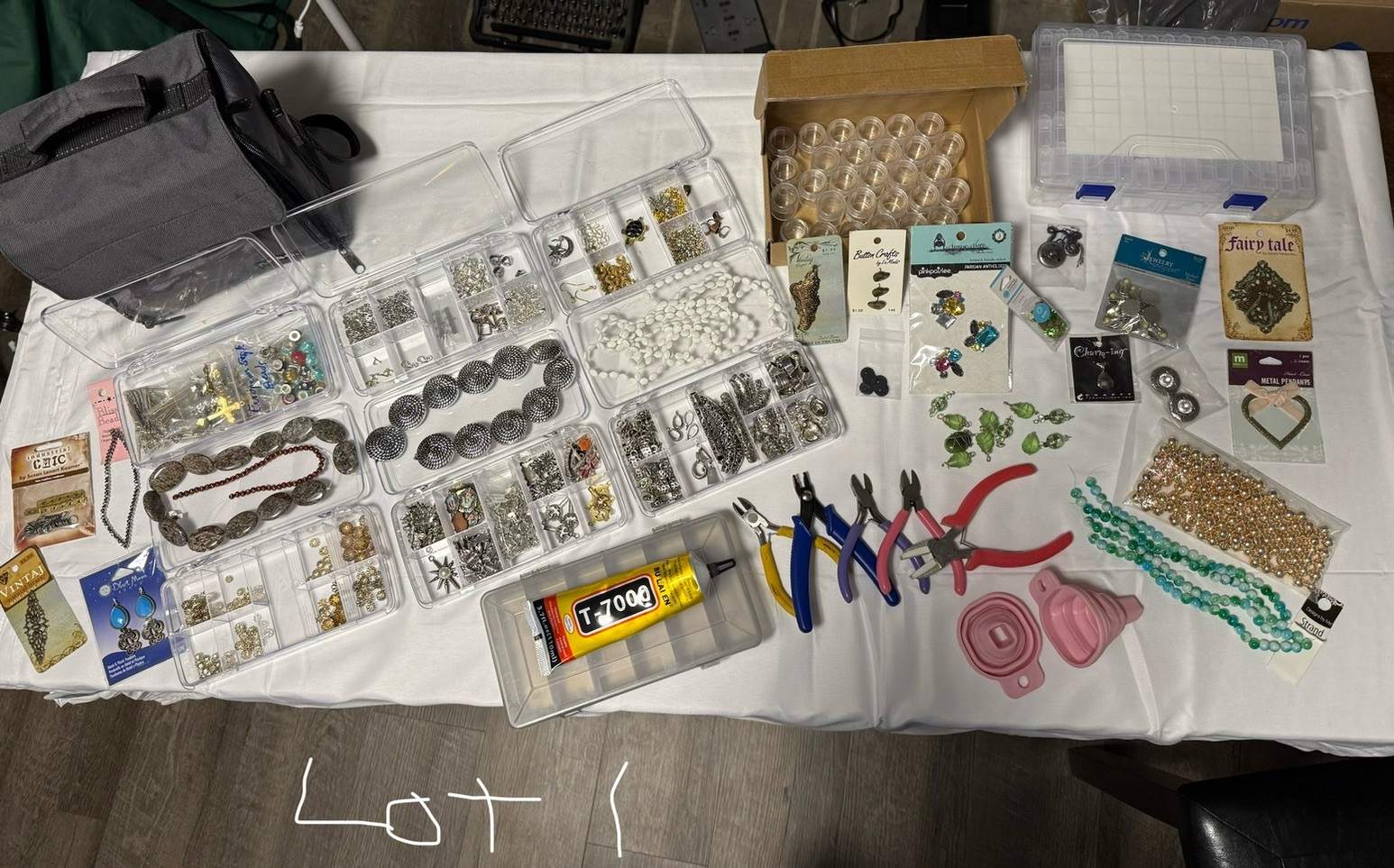 DeStash Lot 1: Findings; Stone & Glass Beads; Jewelry Making Supplies, Tools+
