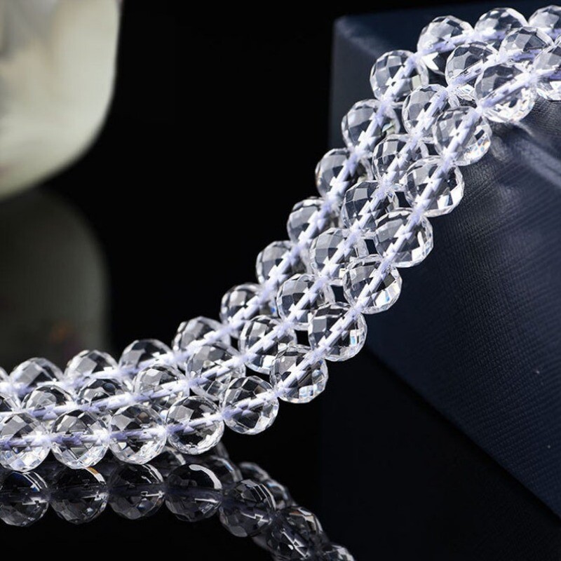6/8/10/12/14mm Genuine Natural 5A Grade Micro Faceted Clear Quartz Gems Beads