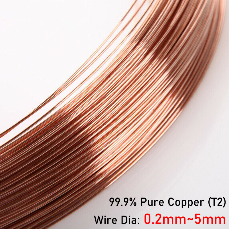 T2 Solid Bright 99.9% Pure Copper Wire Uncoated By Metre Wire Diameter 0.2mm~5mm