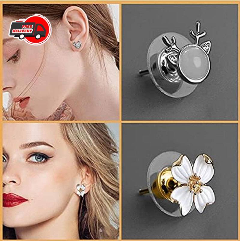 100Pcs Fishhook Earring Backs Silver Gold Bullet Clutch Backs for Pierced Earrin