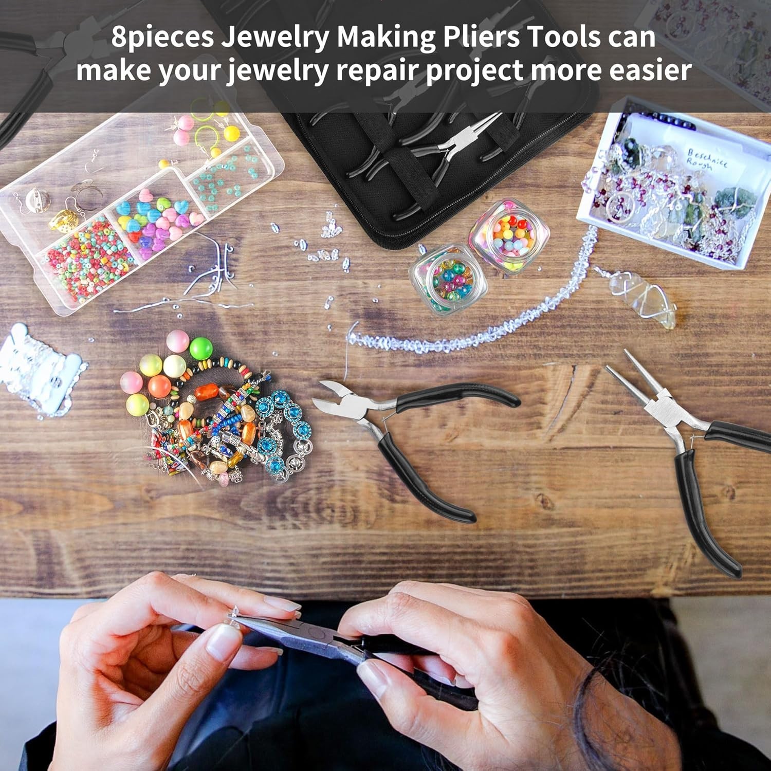 8 Pcs Professional Jewelry Making Tools Kit, Micro Jewelry Pliers Tools Set, Jew