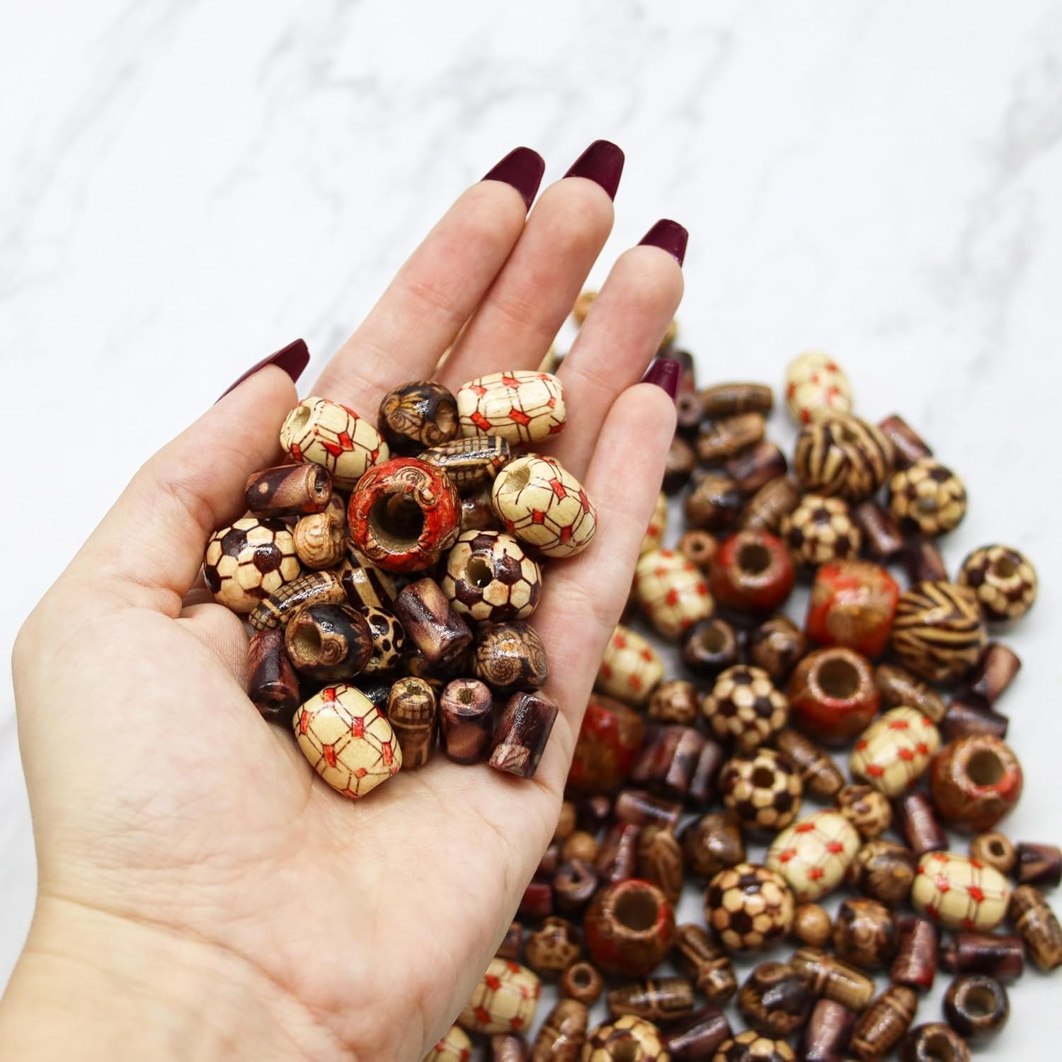 500 Wooden Beads for Jewelry Making – Painted Assorted African Beads