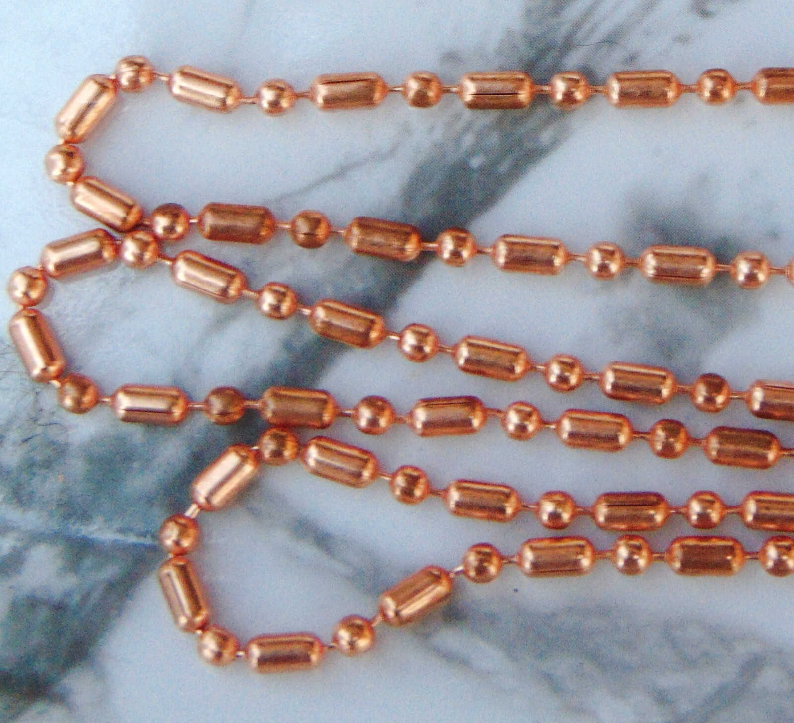 100 feet COPPER Ball Chain Bar + Ball Bead~ 2.4mm w/ 100 Connectors Made in USA