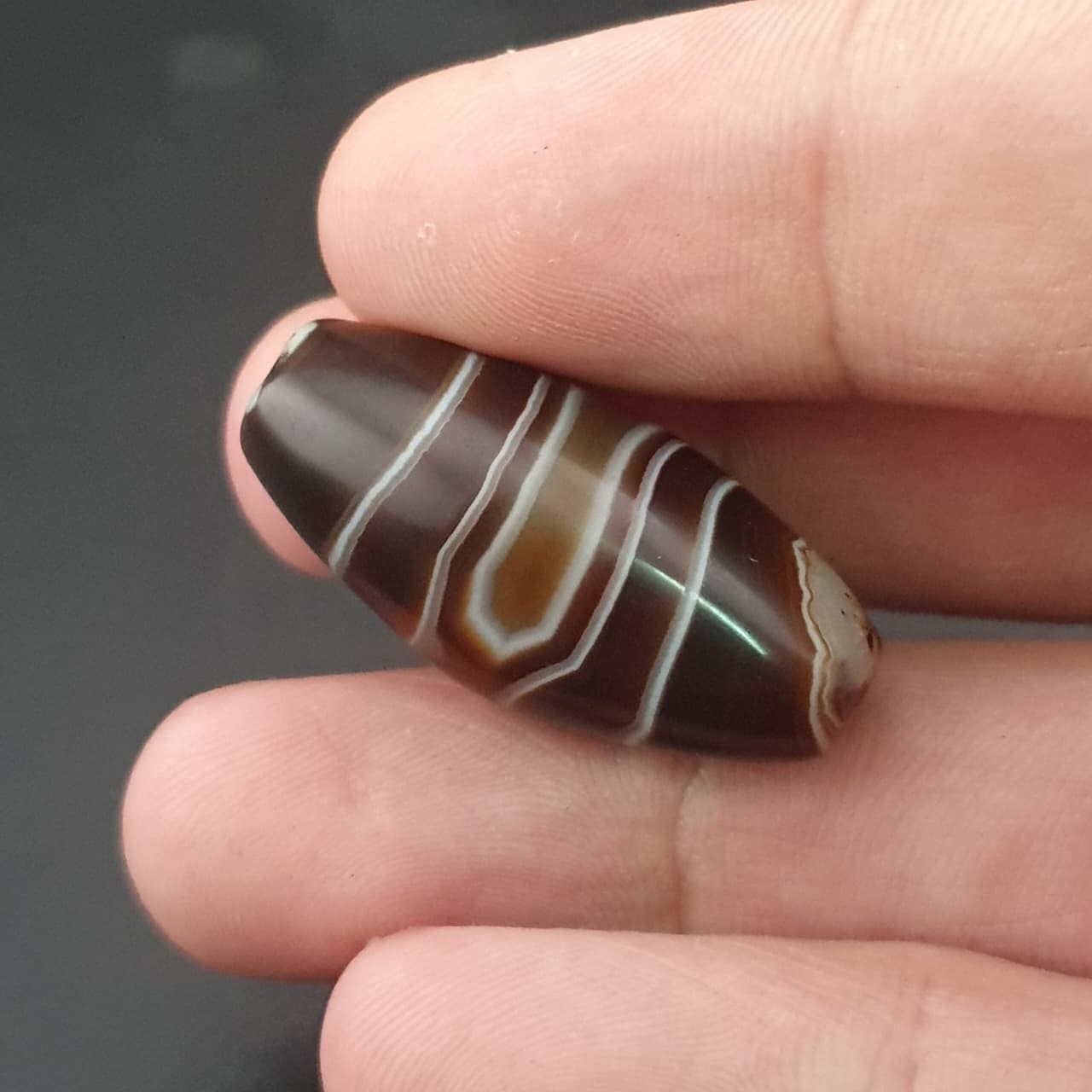 Antique Middle Eastern Natural Eye Agate Bead Amulet 31mm | Protective Talisman