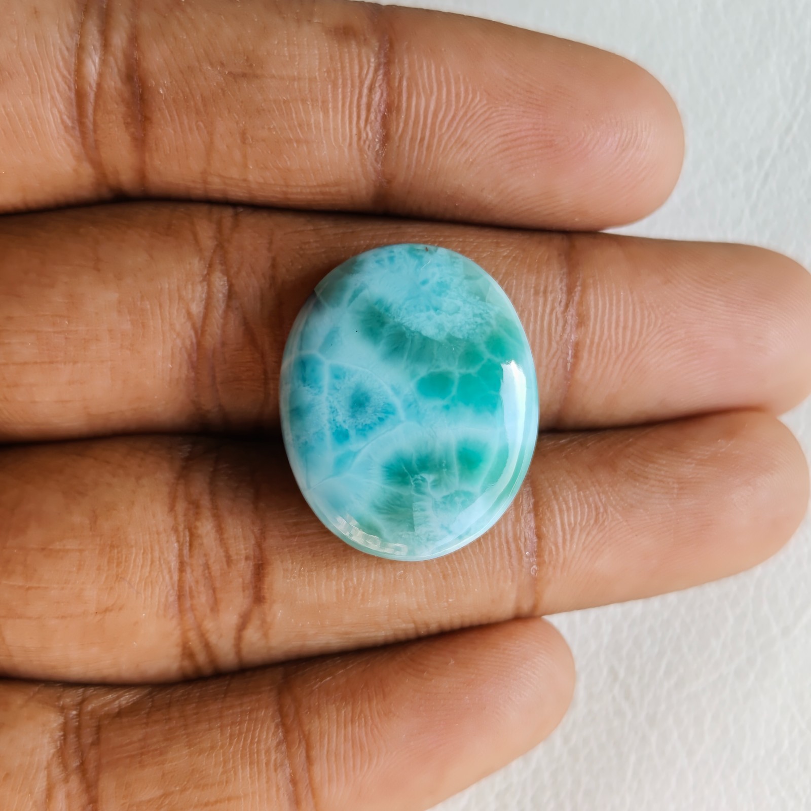 Oval Shape AAA Quality Larimar Cabochon, Size 19x24x5mm Weight 22Carats