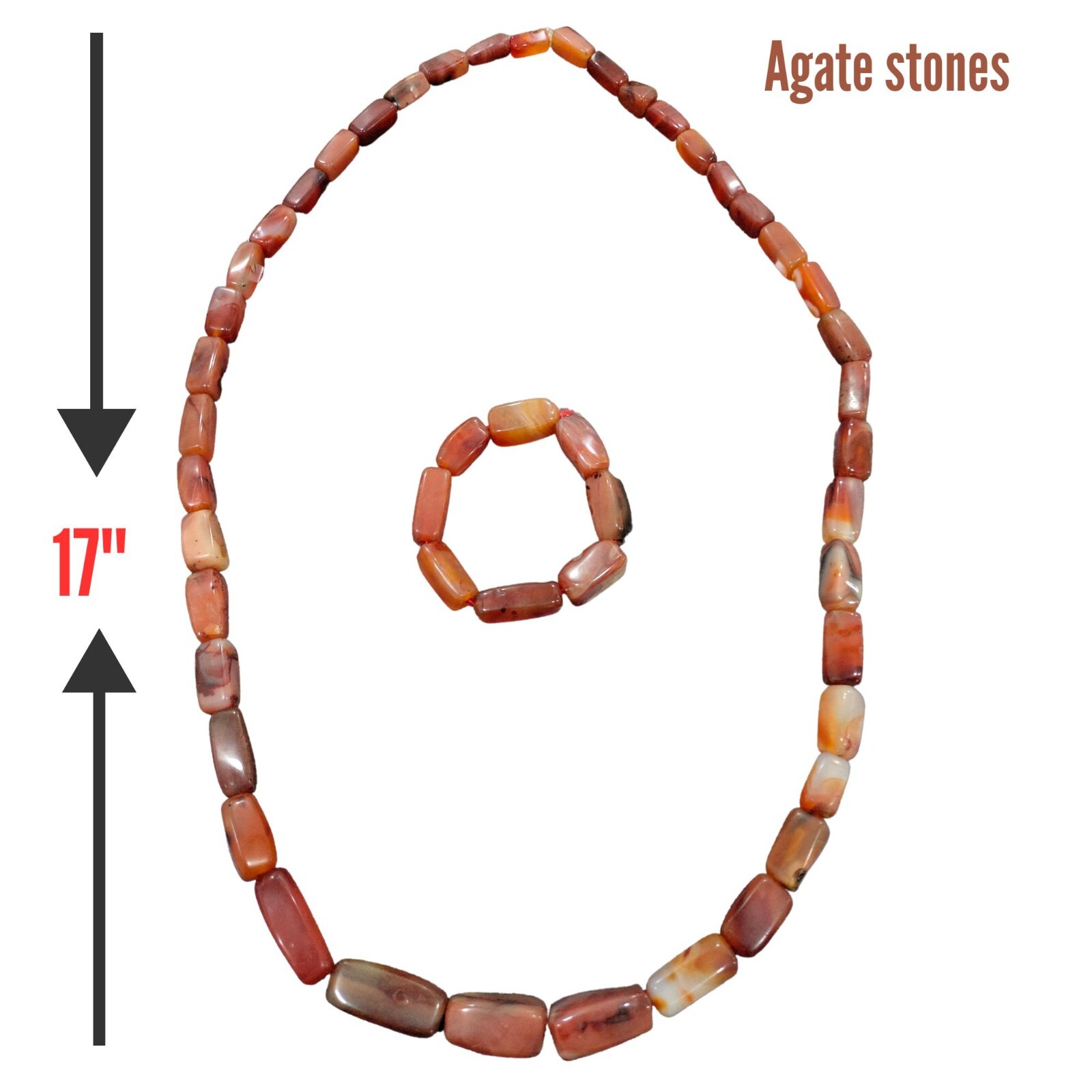 Original Agate Necklace With Agate Bracelet, Igbo, Benin Beads African Jewelry