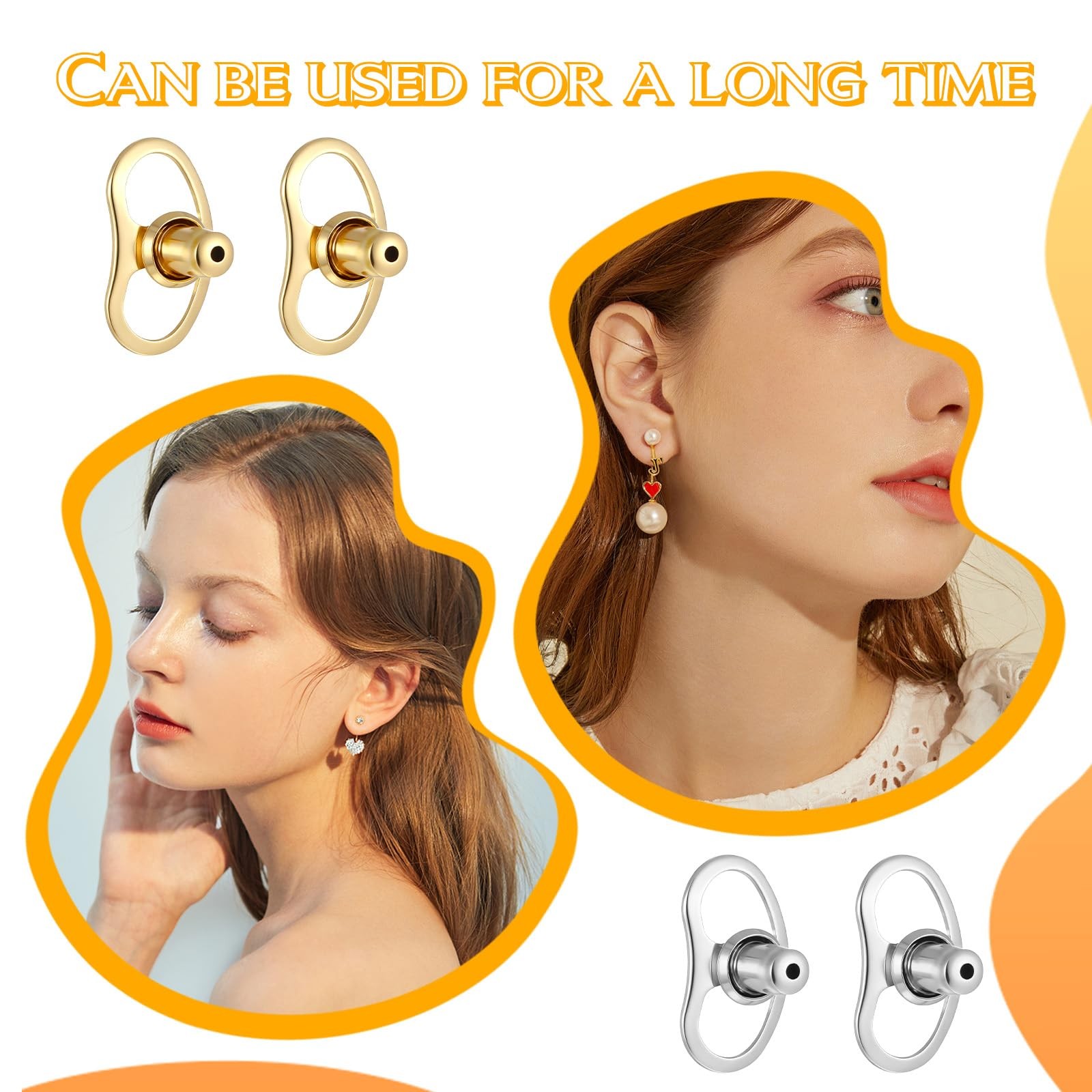 8PCS Earring Lifters Backs for Droopy Ears, Large Earring Backs Replacements …