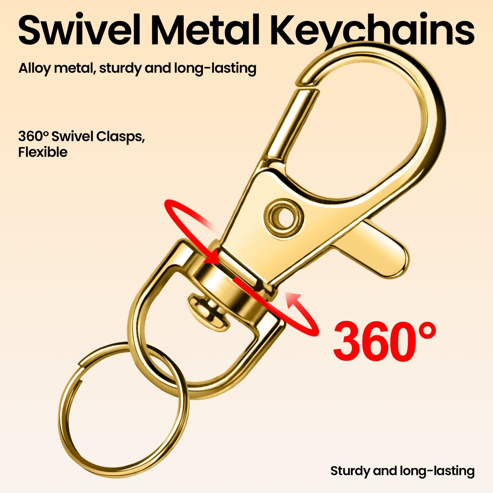 LEOBRO 60PCS Lobster Claw Clasps and Key Rings, Keychain Making Gold & Silver