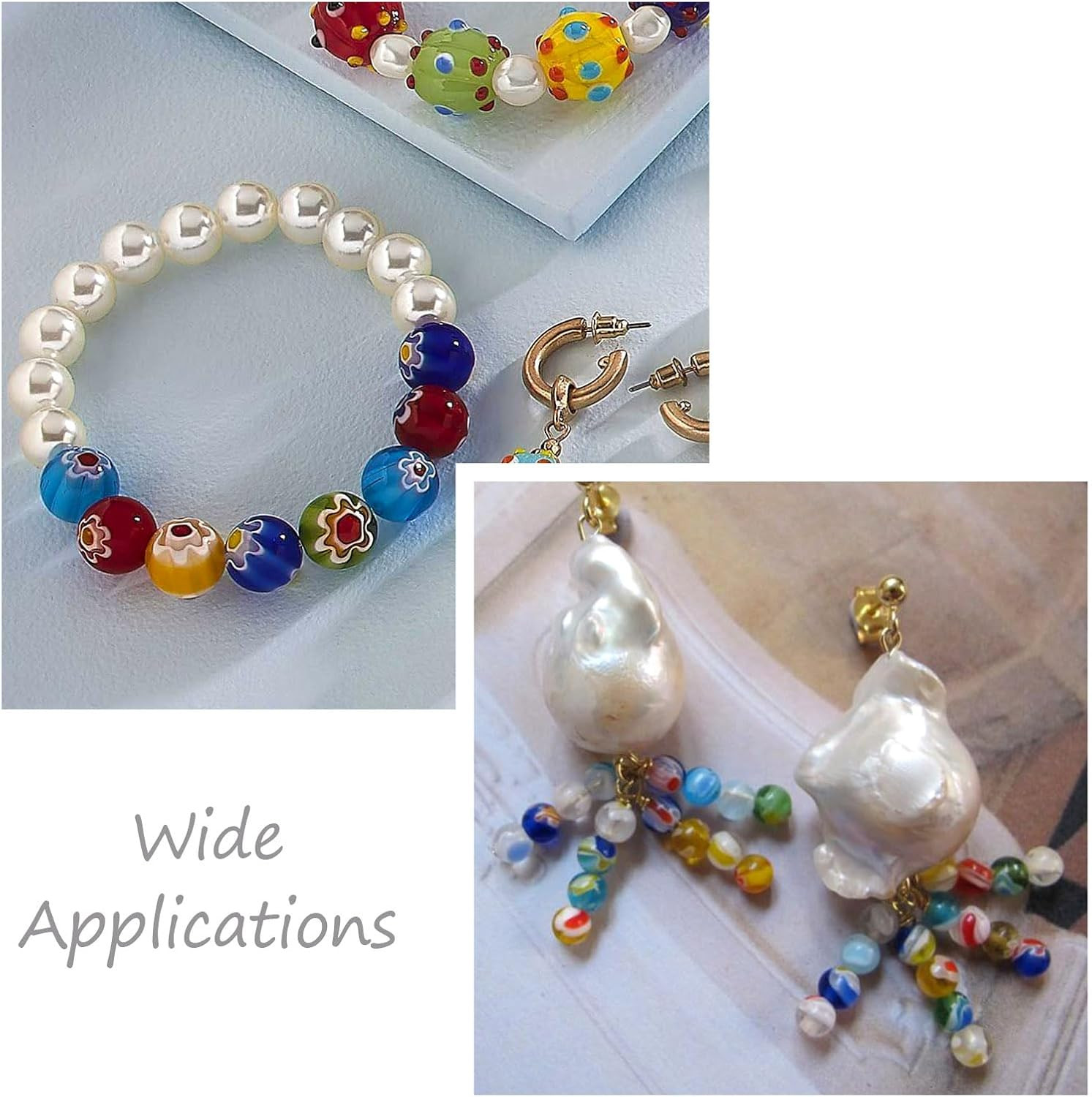 325Pcs 6Mm Tiny Millefiori Glass round Ball Beads Mixed Colors Mosaic Glass Spac