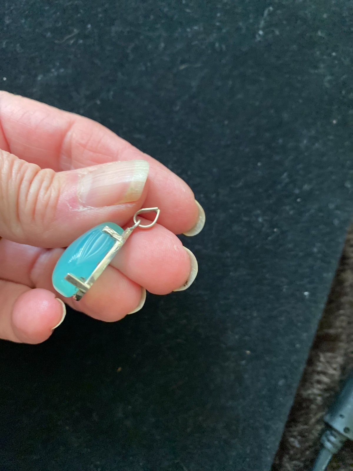 Teardrop Aqua Chalcedony Gemstone 925 Sterling Silver Handmade Pendant