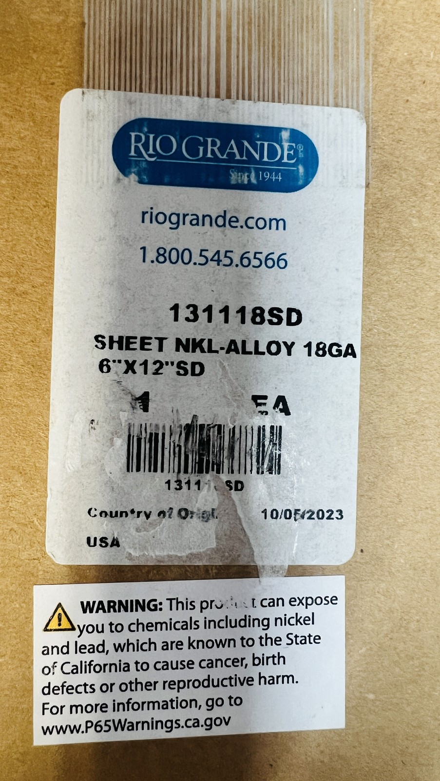 RIO GRANDE 131118SD Jewelry Sheet Metal 18GA Nickel Alloy Dead Soft 6″ X 12″