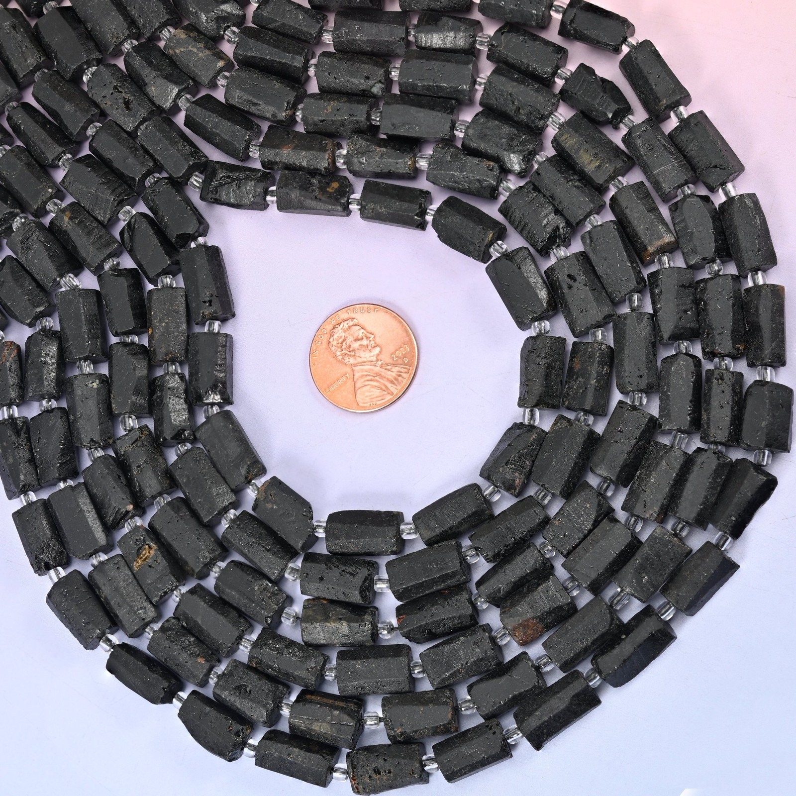 Raw Black Tourmaline Faceted Tube Beads Size 12x8mm Jewelry Making 15.5 Inch…