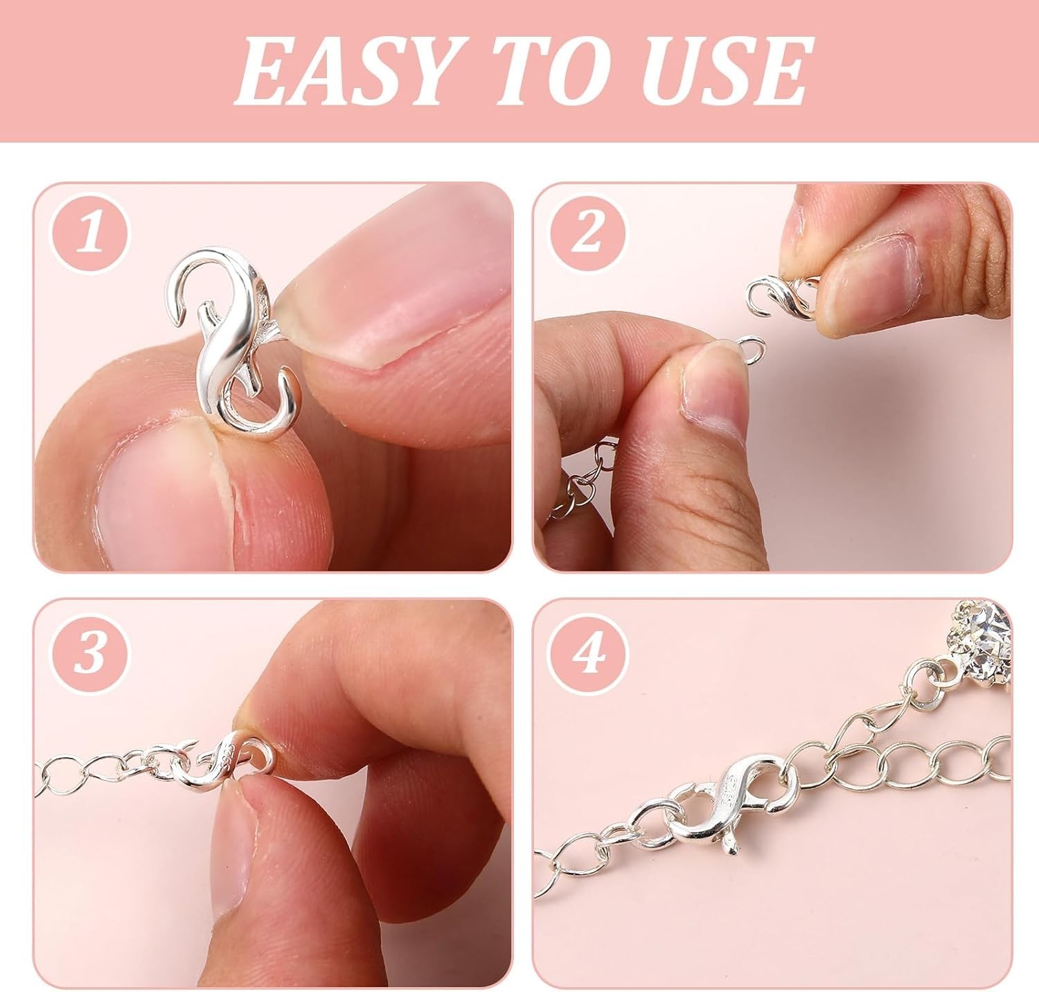 925 Sterling Silver Clasp Double Opening Lobster Claw Clasps Necklace