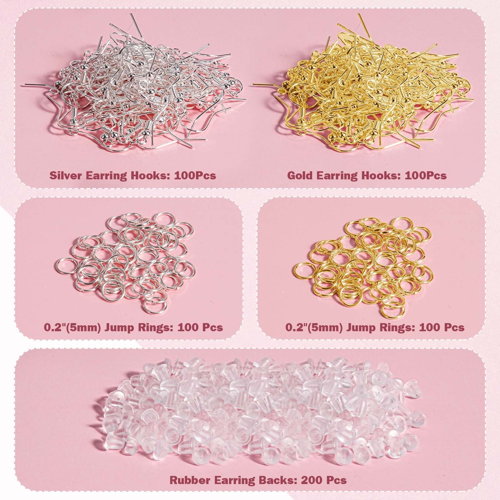Hypoallergenic Earring Hooks, 600 Pcs Earring Making Supplies Kit with Earrin…