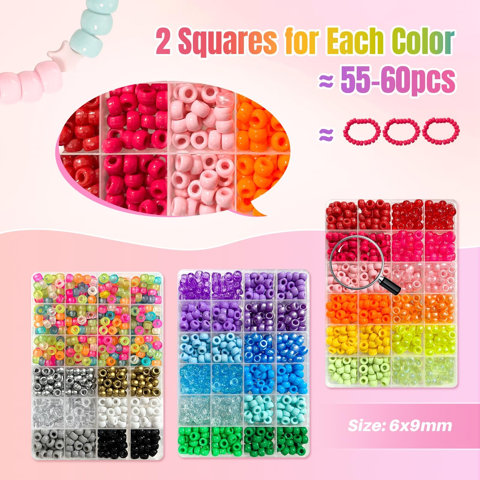Pony Beads for Bracelet Making Kit with Letter Beads for Friendship Bracelets…
