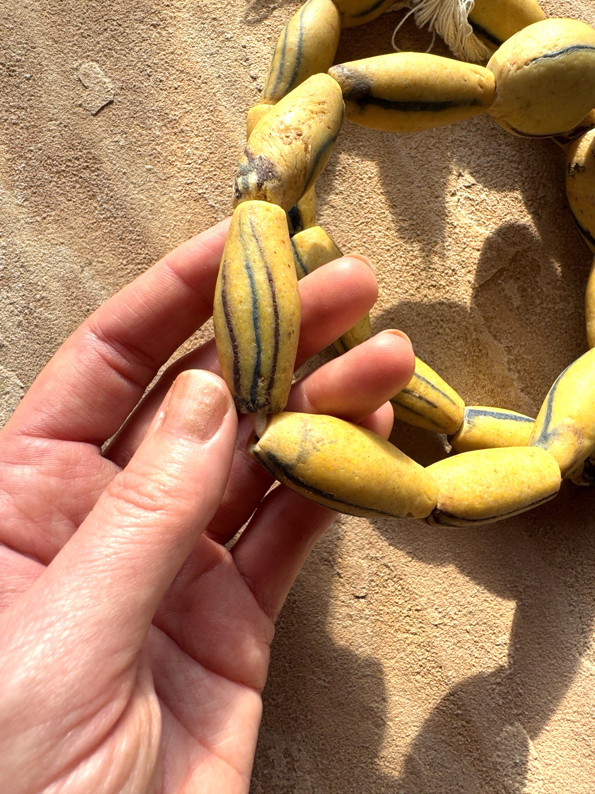 Vintage African Trade Beads Mustard Yellow Powder Glass Beads 28″ Strand