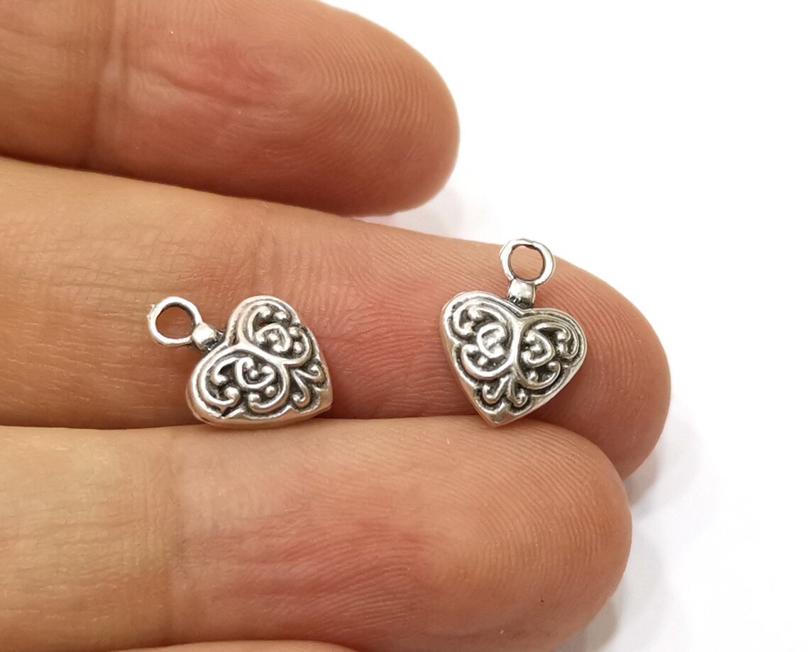 10 Heart Charms, Love Mini Pendant, Earring Charm 14x10mm G24171