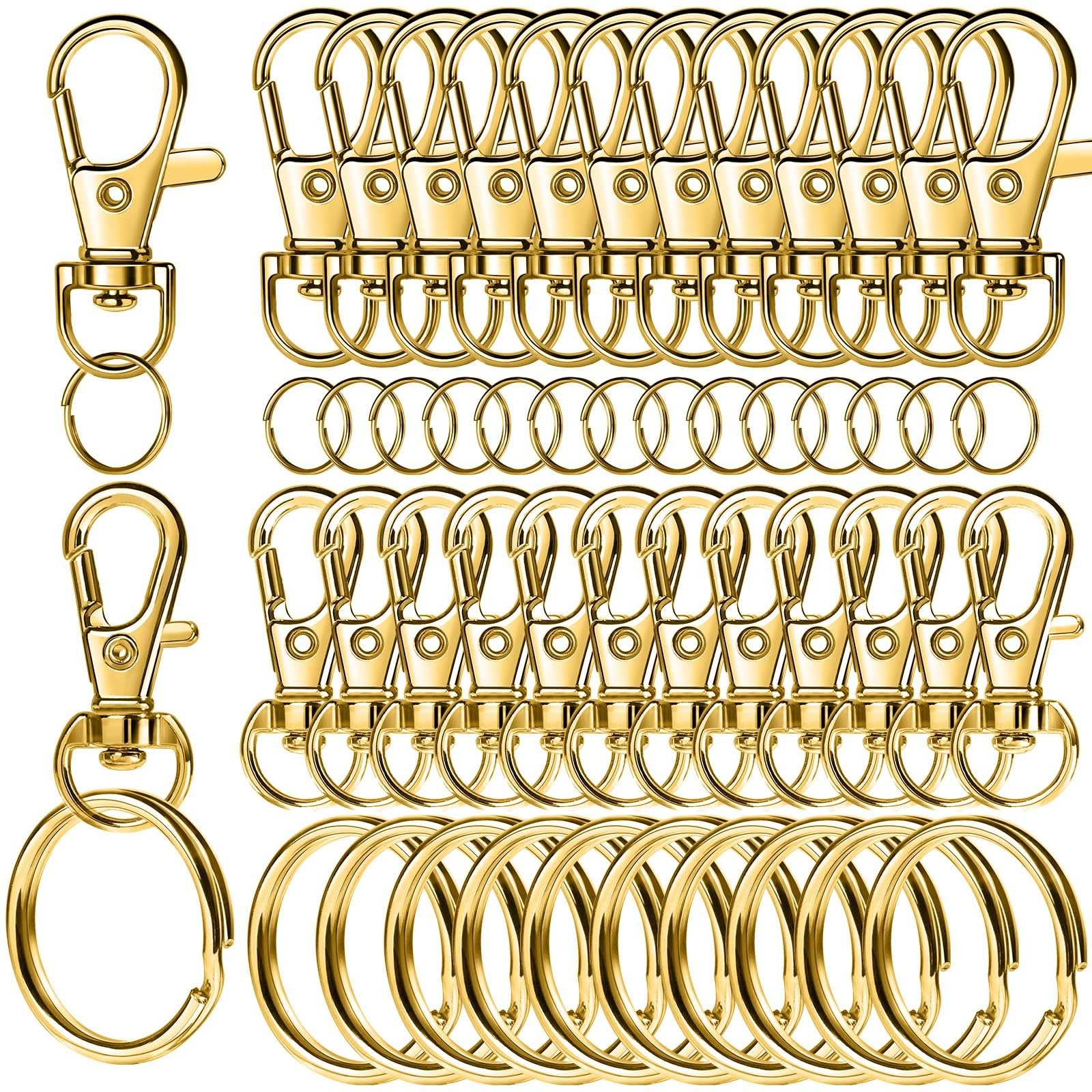 LEOBRO 60 PCS Swivel Snap Hooks and Key Rings, Keychain Multiple Sizes, Gold