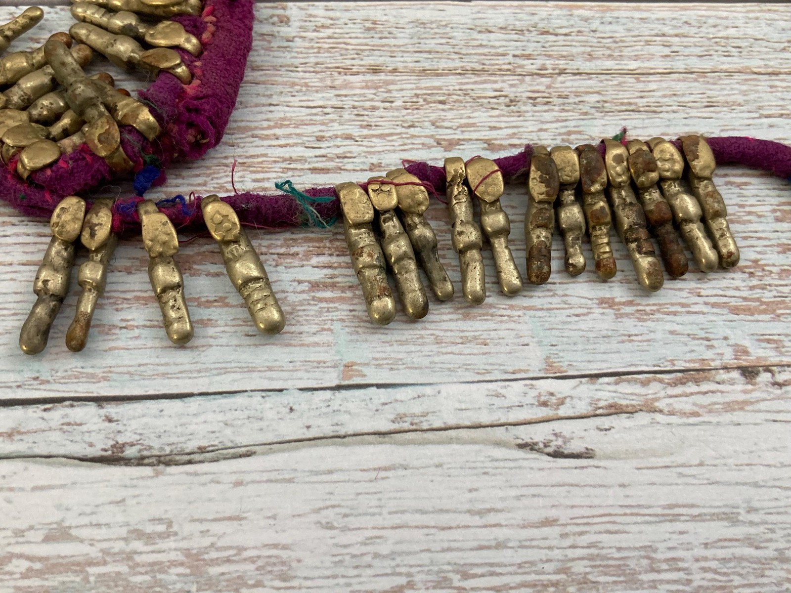 Vintage Tribal Spacer Charms Buds Ethnic Findings Original 21″ Cord 74pc (18893)