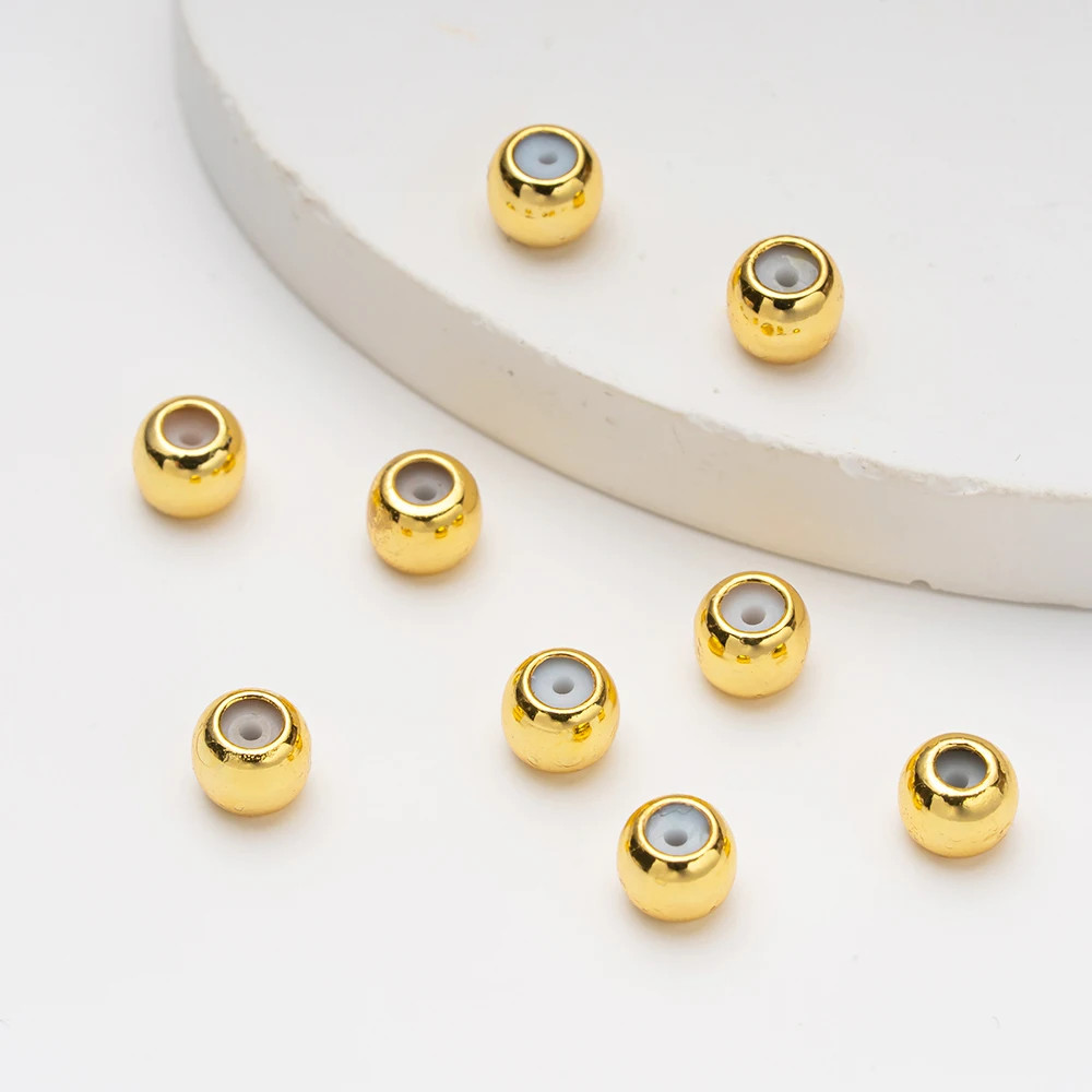 20Pcs 3/4/5/6Mm 18K Gold Stopper Silicone Slider Brass Beads Adjustable Position