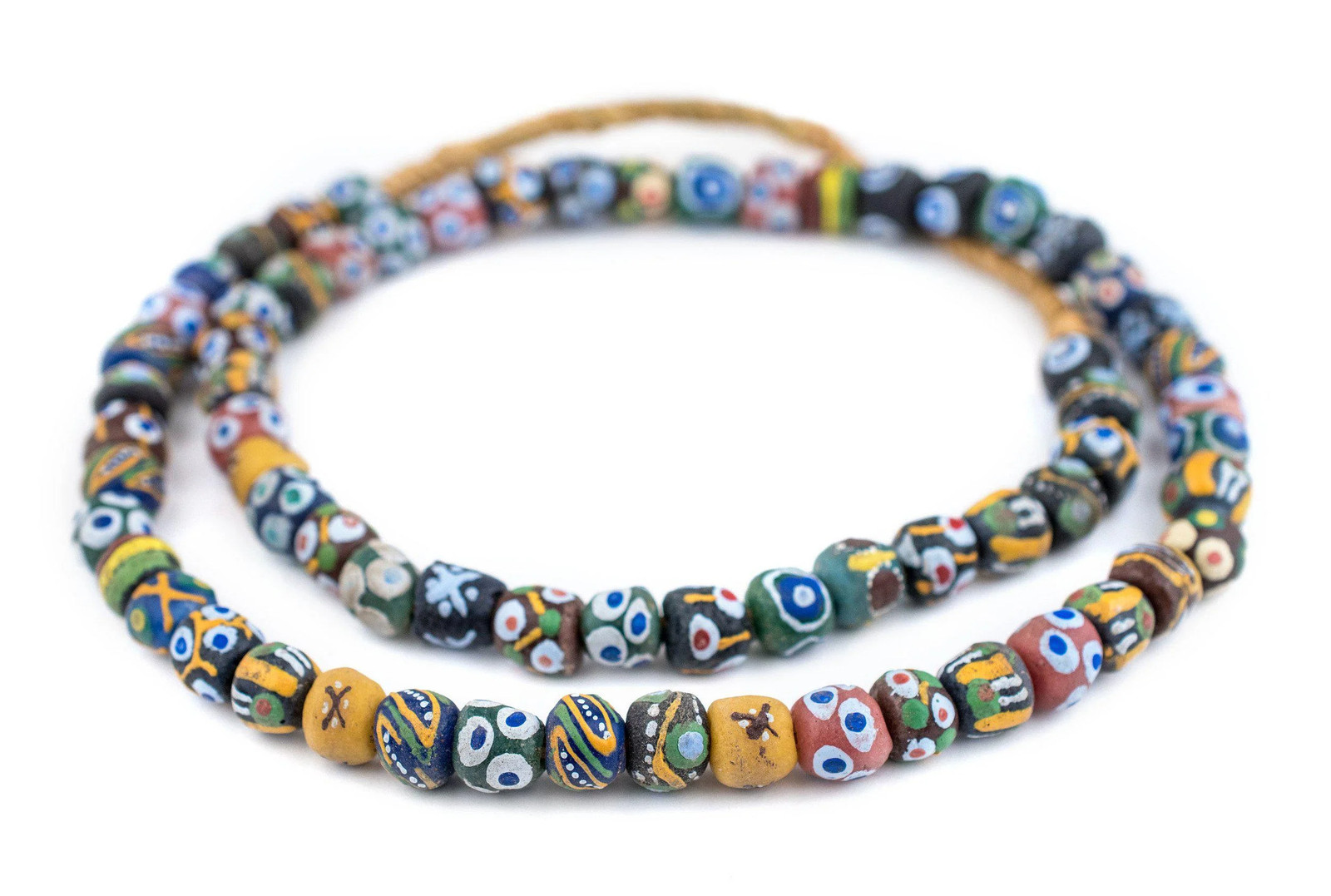 Mixed Krobo Powder Glass Beads Round 12mm Ghana African Multicolor Large Hole