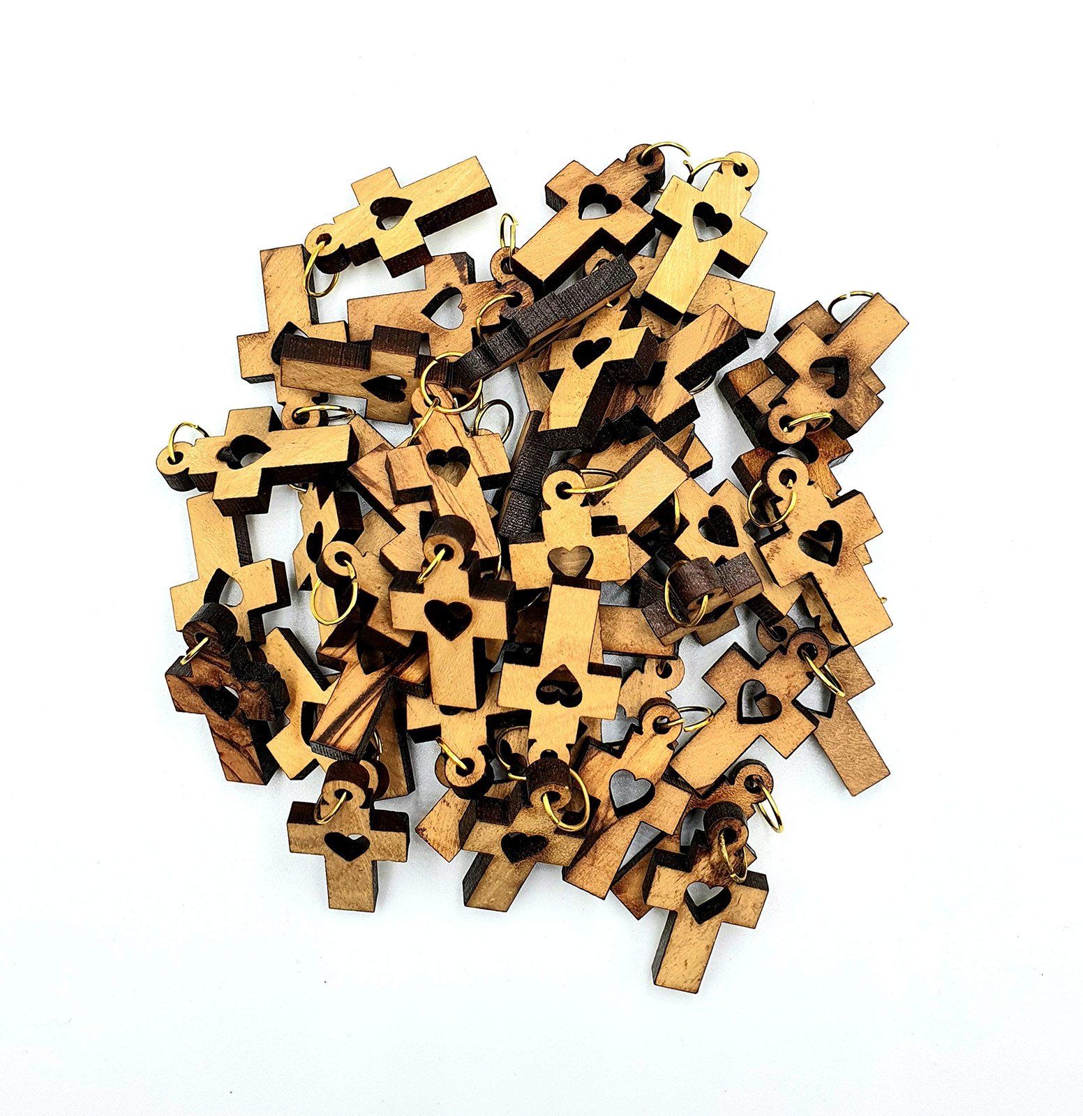 Olive Wood Crosses, Holy Land Crosses, Small Olive Wood Necklace Crosses 50 P…