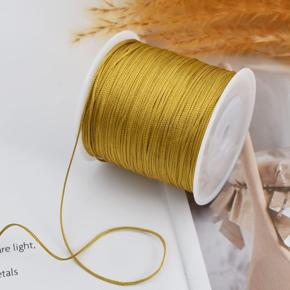 1mm x 100 Yards Gold Nylon Cord Satin String for Bracelet Jewelry Making Ratt…