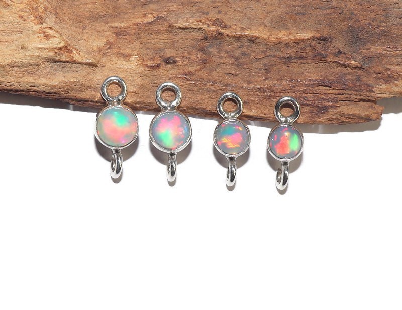 sterling silver fire opal connector for bracelet making jewelry links with opal