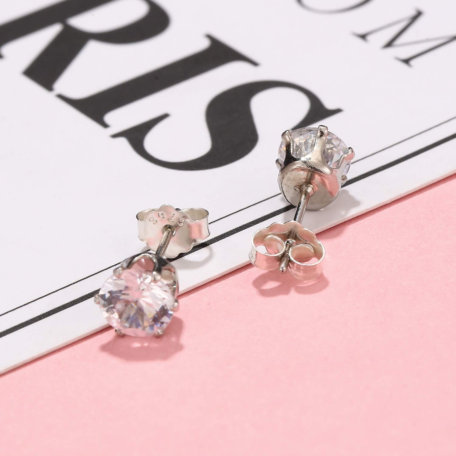S925 Sterling Silver Earring Backs Replacements for Posts, 12Pcs/6Pairs Pierc…
