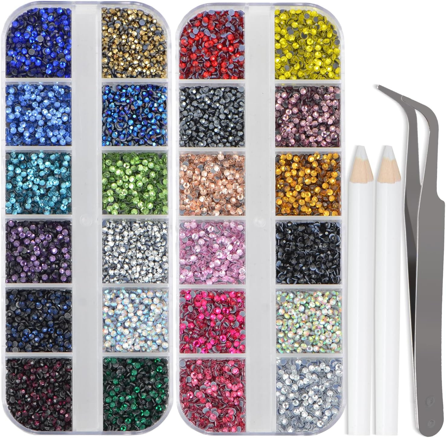 Glass Hotfix Rhinestones Bulk SS6 14400Pcs 24 Colors Hotfix Crystal Flatback Rhi