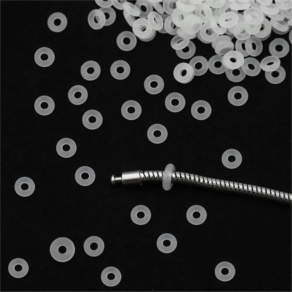100Pcs Rubber Stopper Spacer Transparent O Rings End Clasp Beads Gasket for Brac