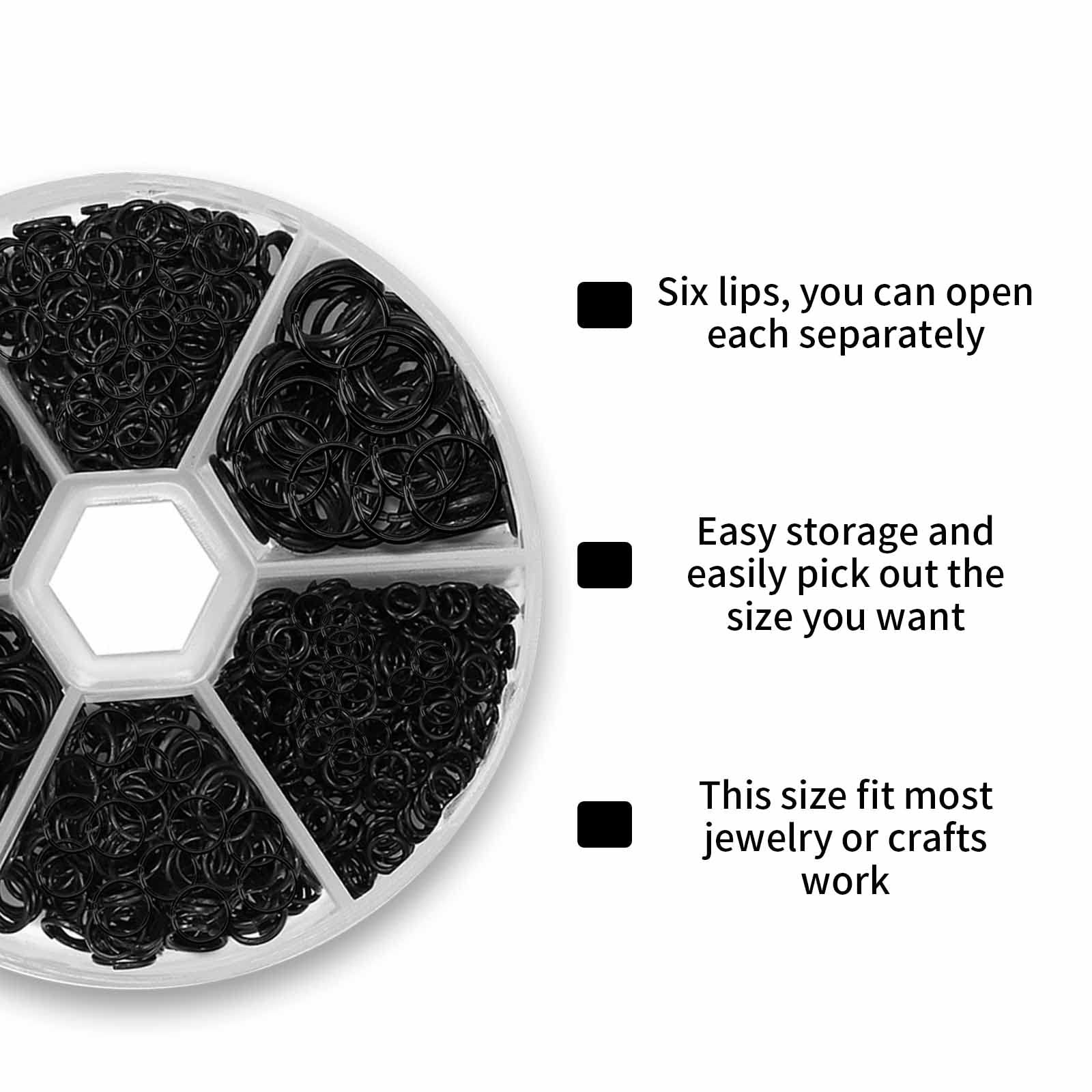1100Pcs Open Jump Rings, Black Jump Rings Set 304 Stainless-Steel O Ring Connect