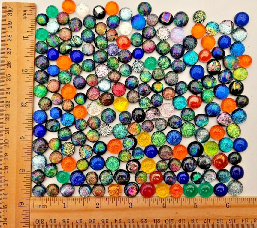 200+ Small Handcrafted Dichroic Glass Cabochons/Lot/Jewelry Making/90 COE