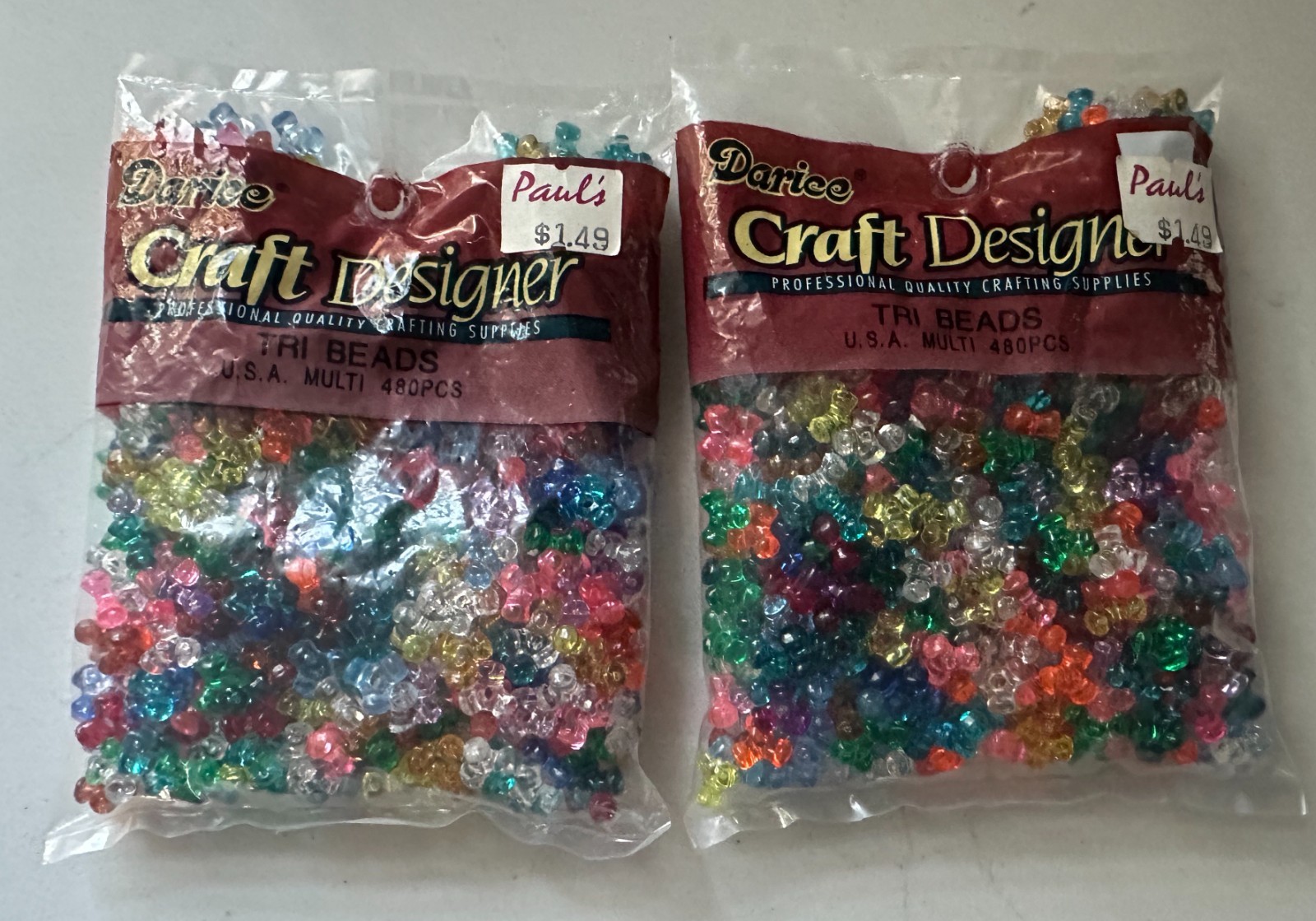 Lot of 960 Darice Tri Beads for Crafts Multi-Color 11mm NOS NEW