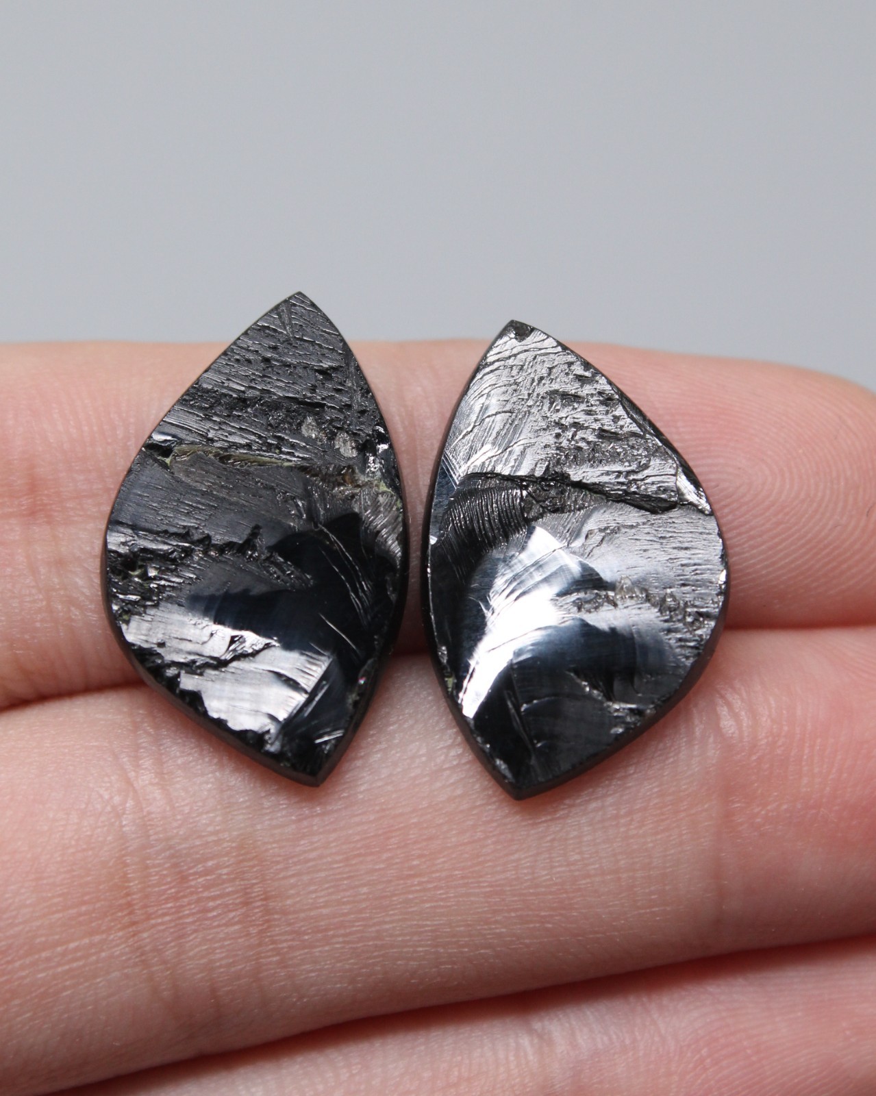 Black Spinel Natural Pleonaste Rare cabochon pair Thailand Kanchanaburi
