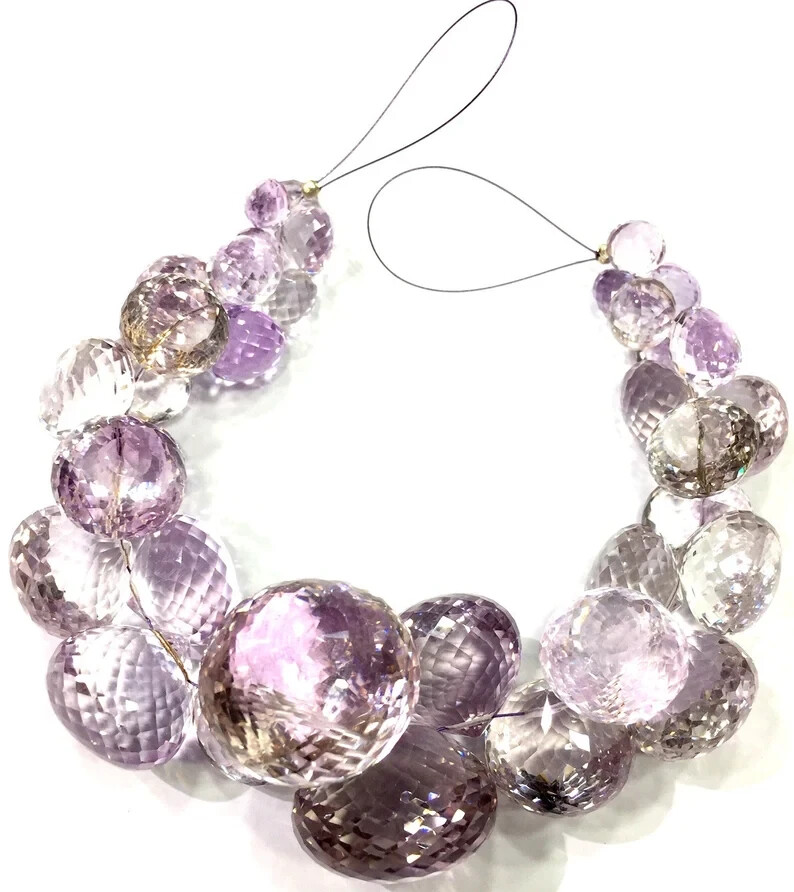 AAA+QUALITYRare Natural Pink Amethyst Faceted Beads Onion Shape Briolettes Beads