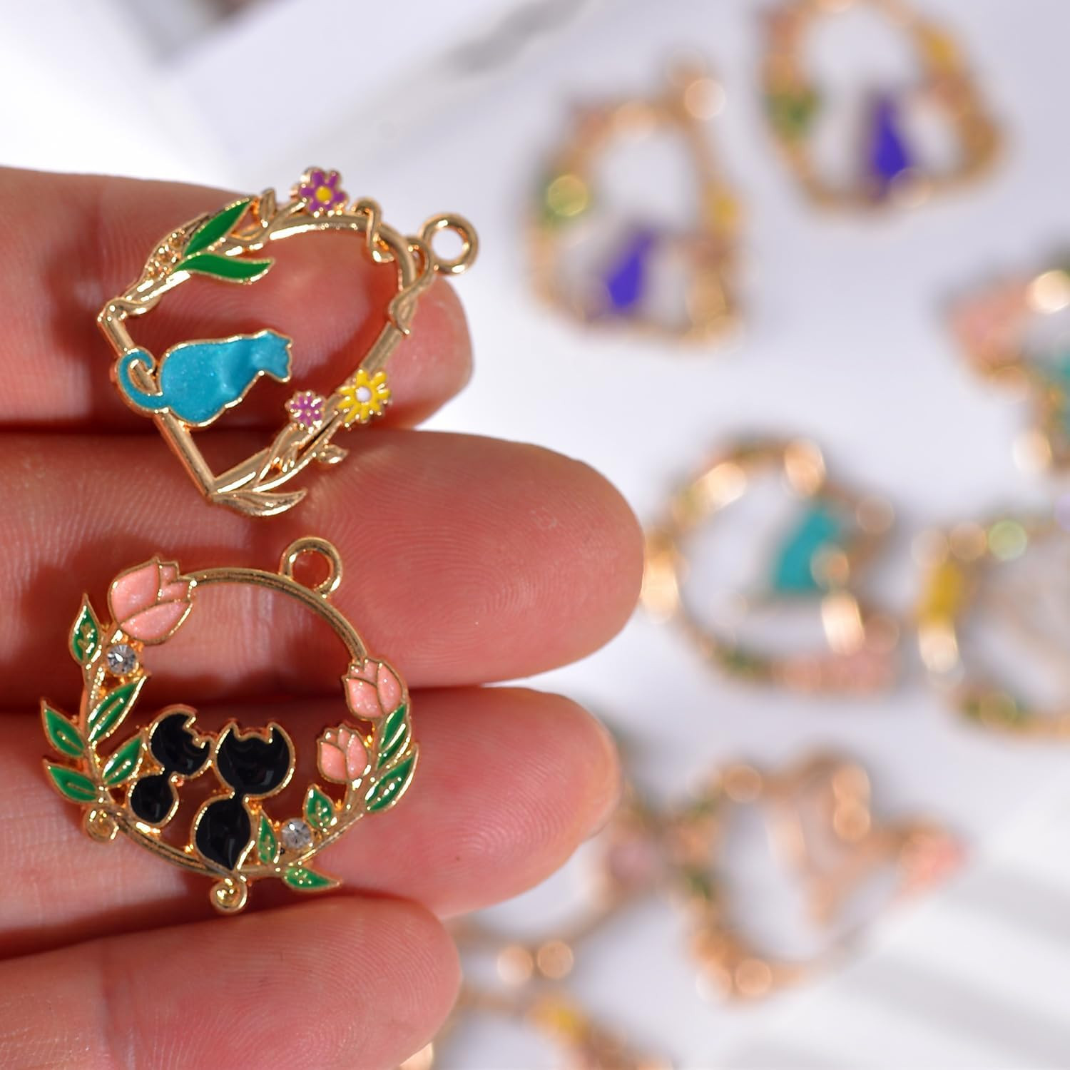Bulk Gold Enamel Charms for Jewelry Making, Colorful Metal Charms Pendant for Br