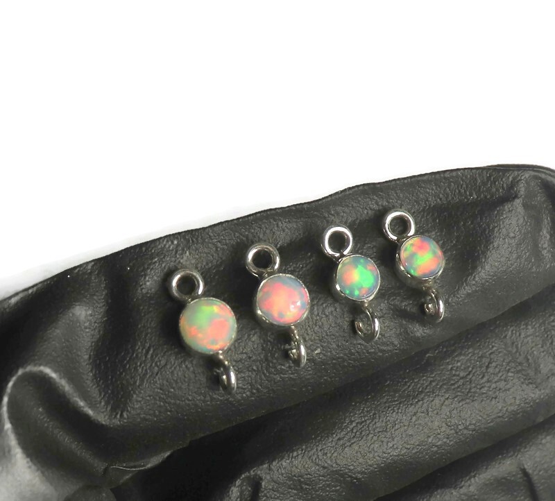 sterling silver fire opal connector for bracelet making jewelry links with opal