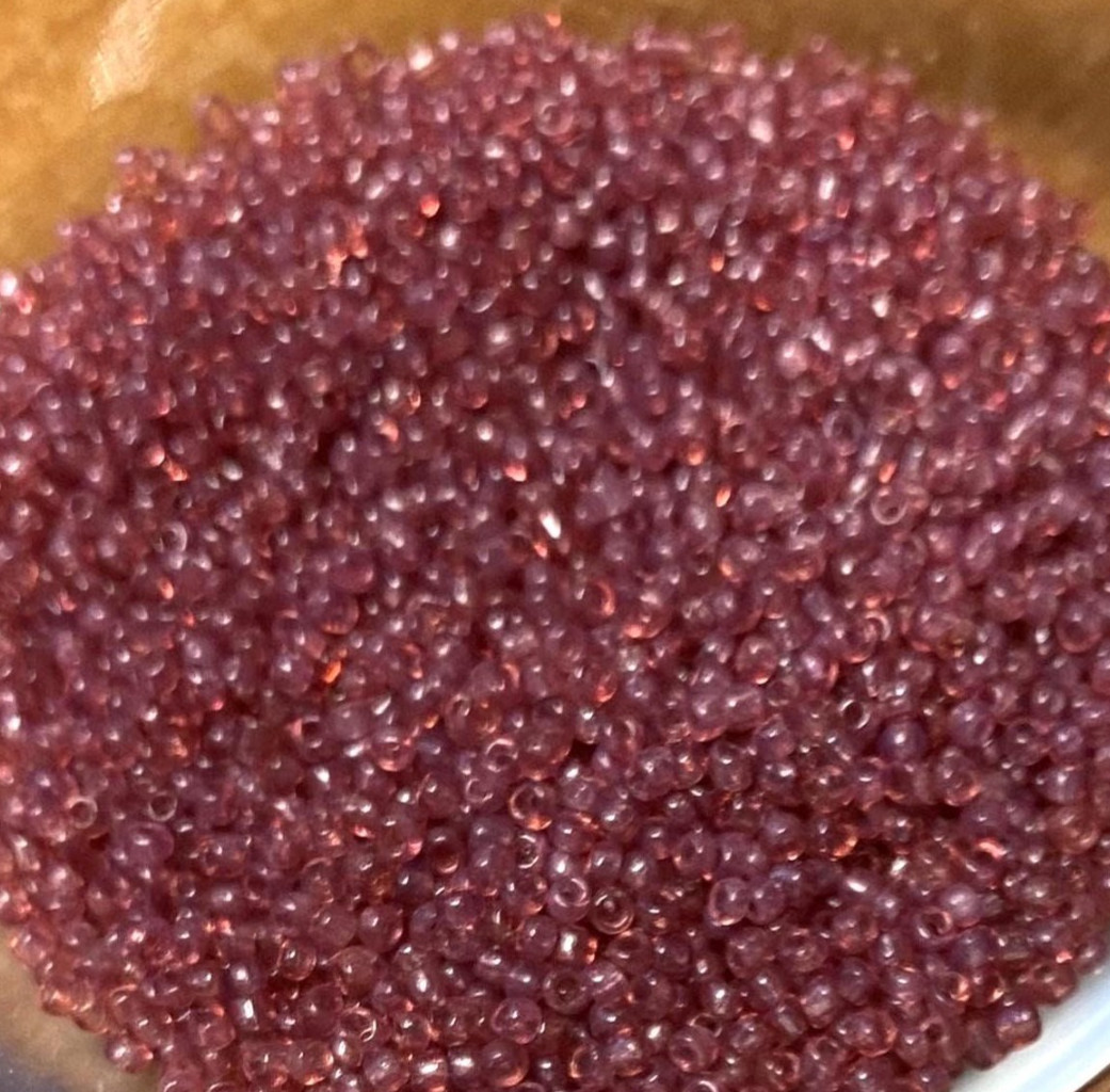 Vintage French Glass Seed Beads: Translucent Rose Berry Pink 13/0 (28g)