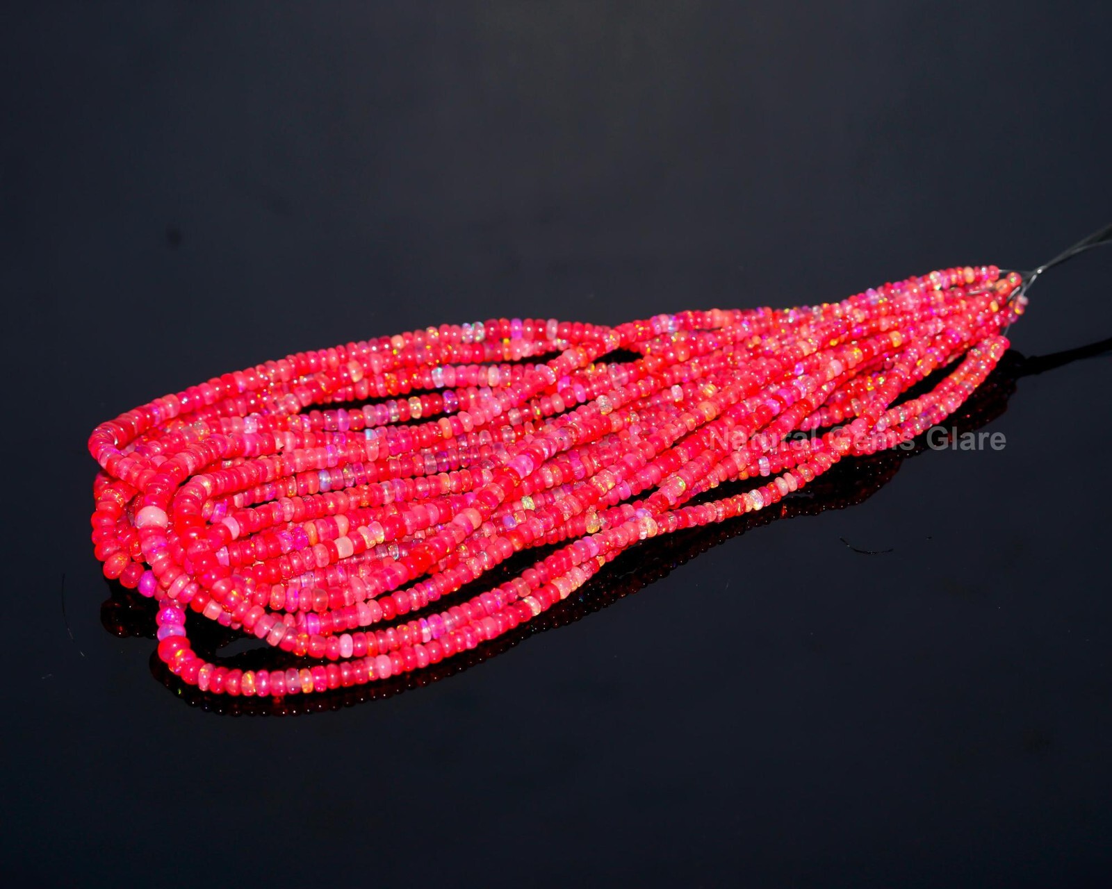 Red Ethiopian Opal Smooth Rondelle Beads Multi Fire Ethiopian cherry Opal Beads