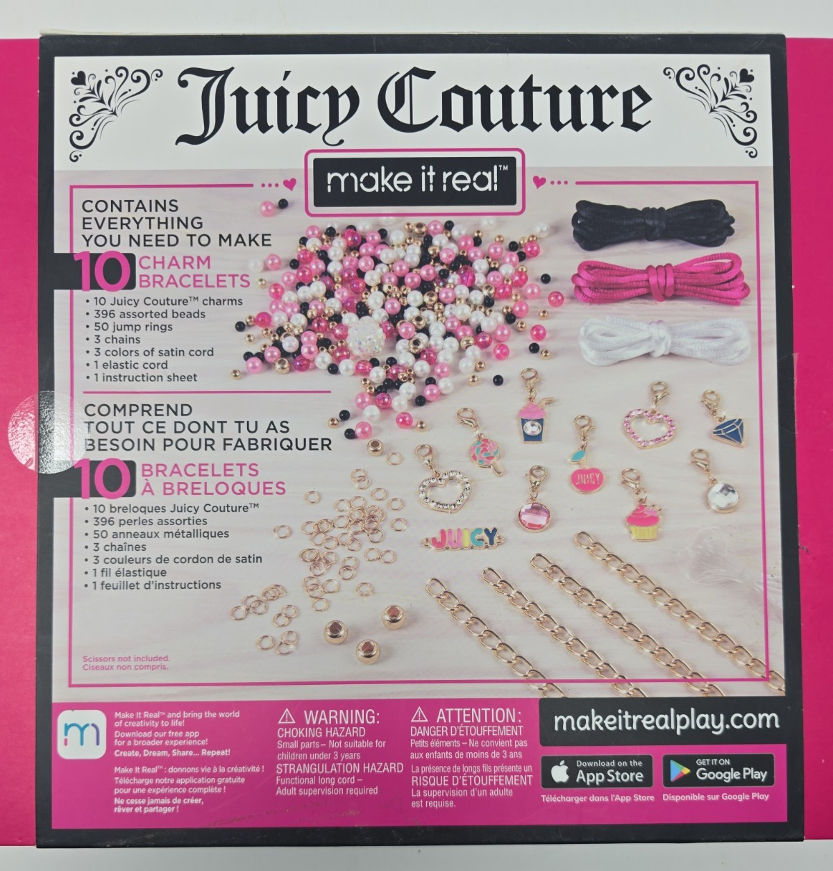 Juicy Couture 10 Bracelet Charm Craft, Make it Real, New
