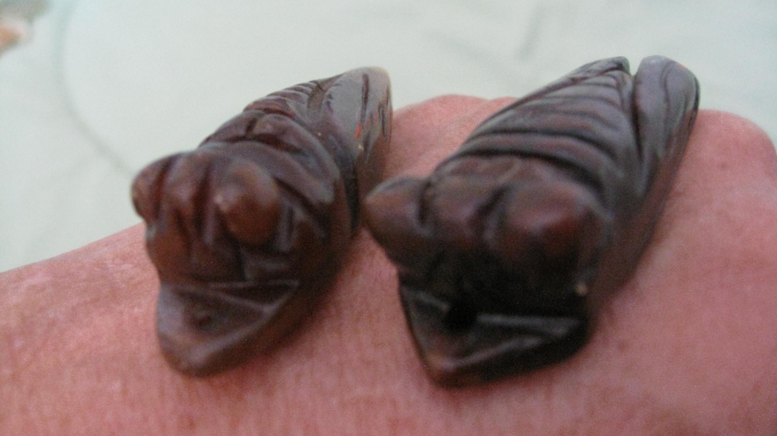 OLD Chinese Carved Genuine Stone Lot of 2 Fish Large Pieces For Jewelry Making