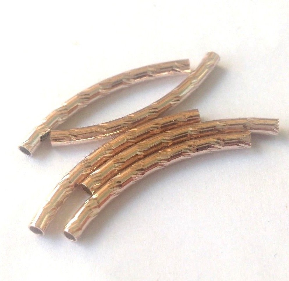 shine curved tube spacer rose gold Dull silver Gold plated alloy jewelry supply