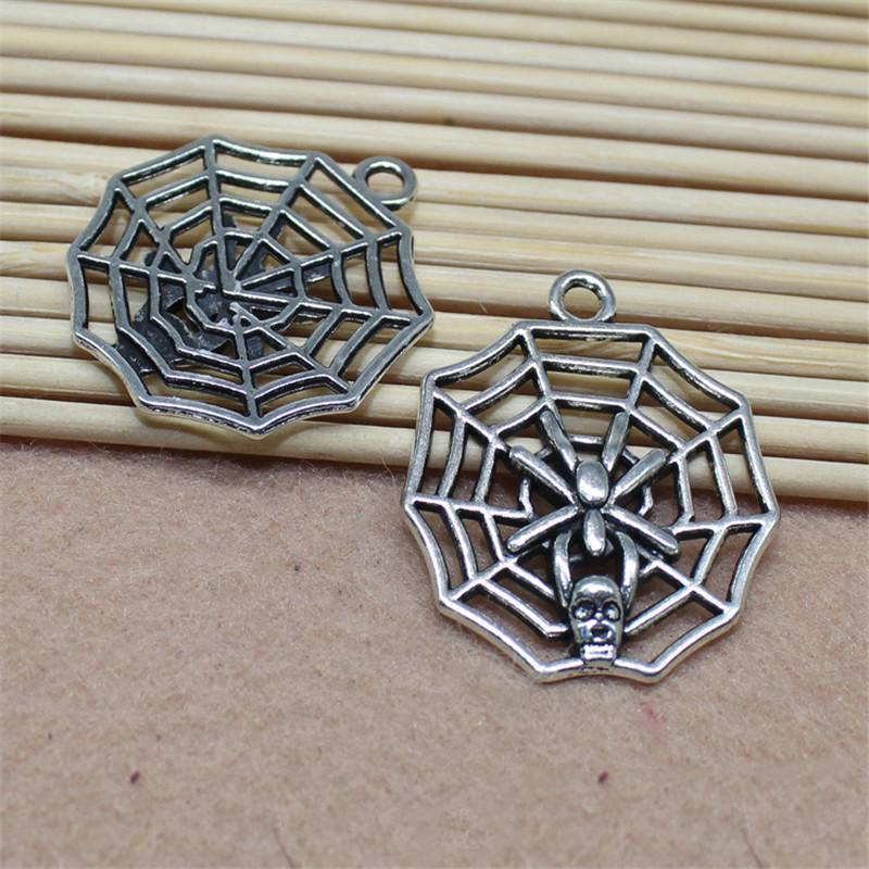 Spider Web Antique Silver 30mm Pack Of 10 Tibetan Pendants Accessories
