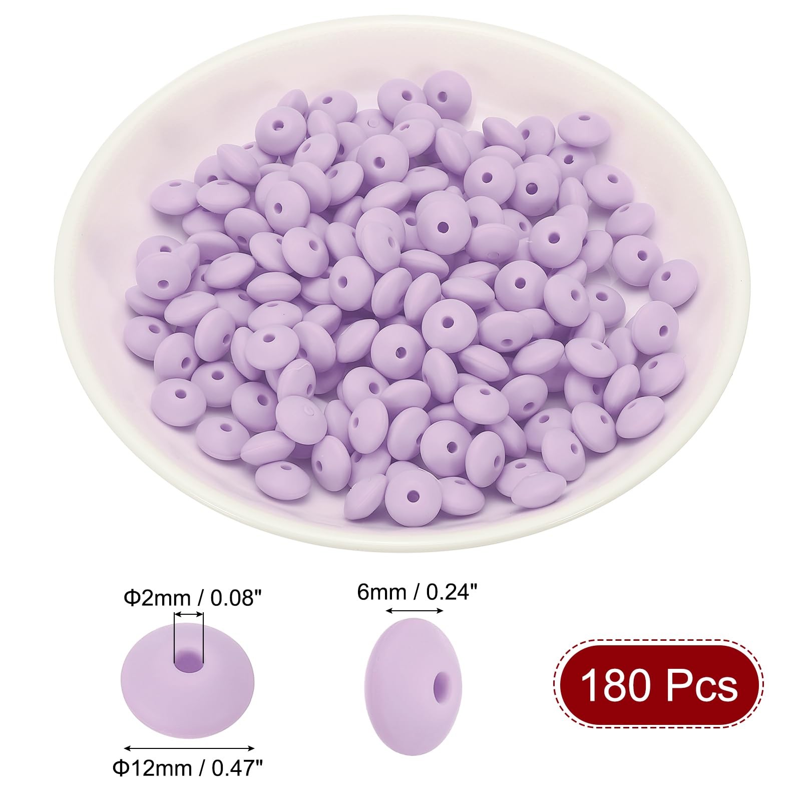 PATIKIL 180 Pcs Bulk Silicone Lentil Beads, 12mm Silicone Abacus Beads Colorf…