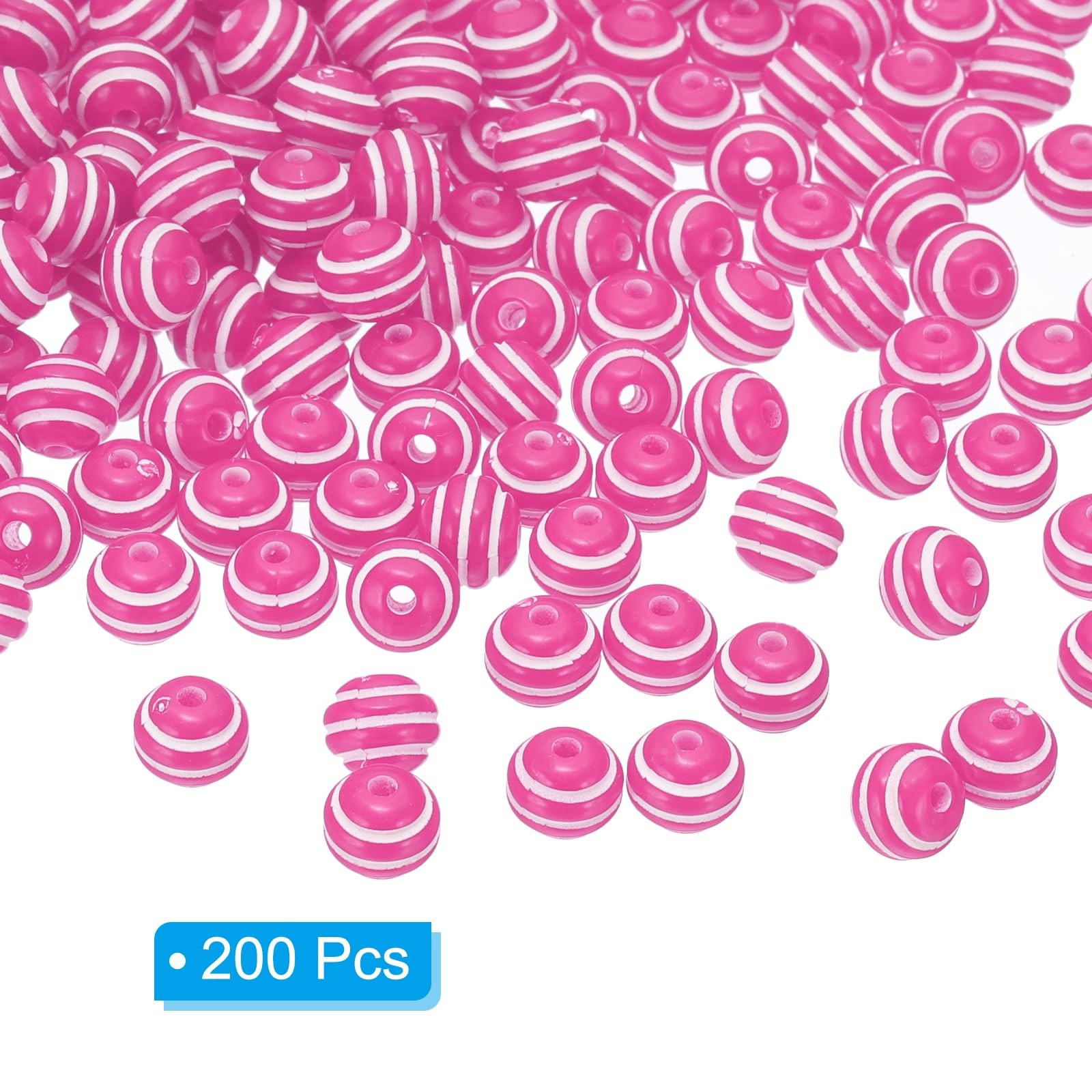 PATIKIL 8mm Round Strip Bead, Rose and White Acrylic Rainbow Beads Colorful J…