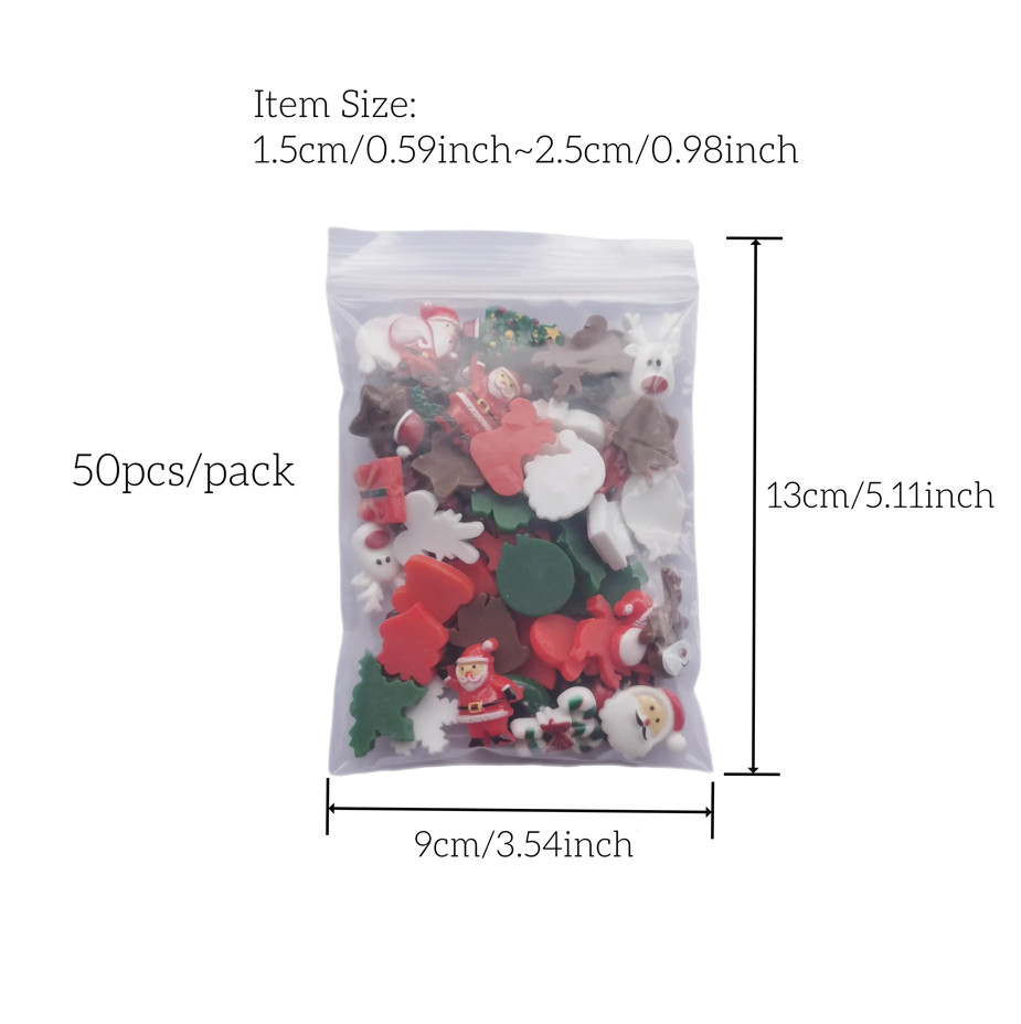 50pcs Christmas Resin Flatbacks Santa Snowman Tree DIY Craft Cabochons