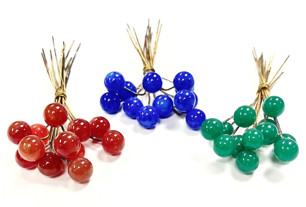 36 Vintage Japanese Glass Ball Assorted Color Bendable Wire Head Pins 4005N