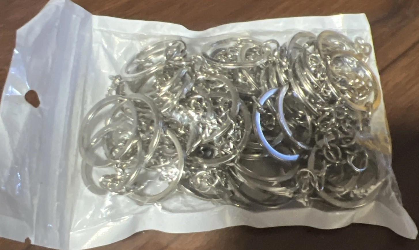 50 PIECES KEY SPLIT RING STAINLESS STEEL SILVER CHAIN KEYCHAIN KEYRING WHOLESALE